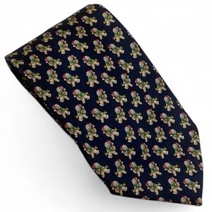 Holiday Navy Blue Christmas Bear Silk Tie by Jingle Bells Festive Xmas Gift